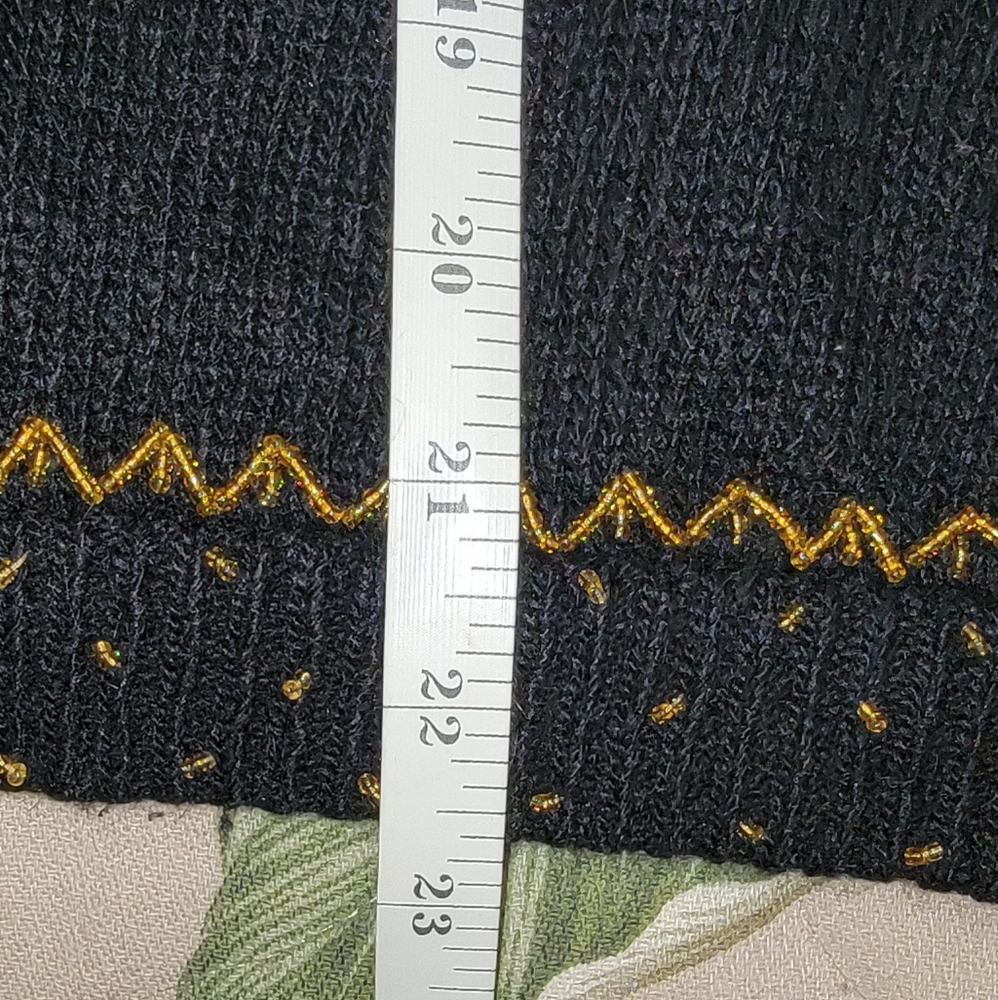 #017 Karen Scott- Black Sequined Front Button-up Sweater Cardigan- Sz. XL - Picture 10 of 14